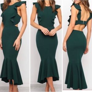 Petal & Pup Emerald Ruffle Midi Dress